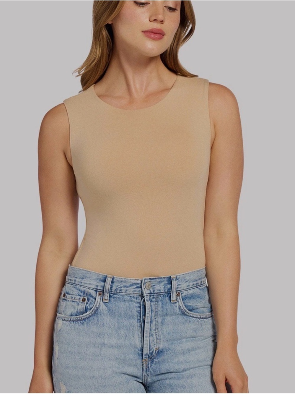 Nuuds Classic Crewneck Bodysuit in Oat XXXL
